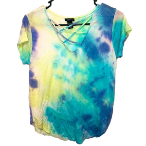 RUE21 Blue and Green Tye-Dye Tee